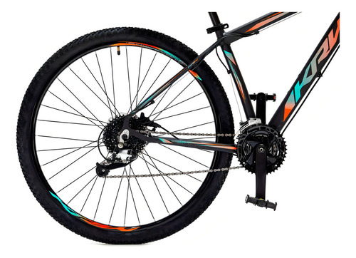 Bicicleta Aro 29 Krw Alumínio 24vel Hidráulico Suspensão S2 Cor Preto/azul E Laranja