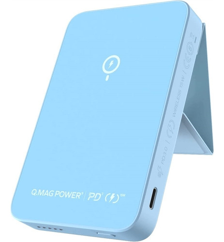 Cargador Portátil Para Celular Magnético Con Soporte Azul