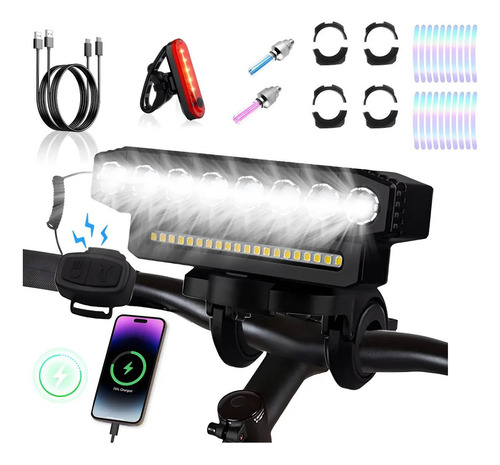 Bicicleta Luz Recargable Usb 6000 Lúmenes Impermeable Led