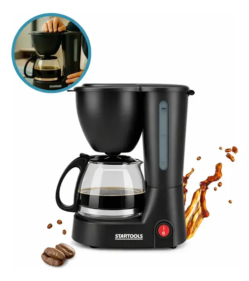 Cafeteira Eletrica Preta Domestica 600ml 15 Xicaras Vidro Preto 220v
