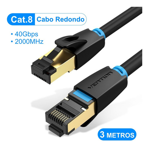 Cabo De Rede Com Baixa Latência Cat8 40gbps 2000mhz 3 Metros