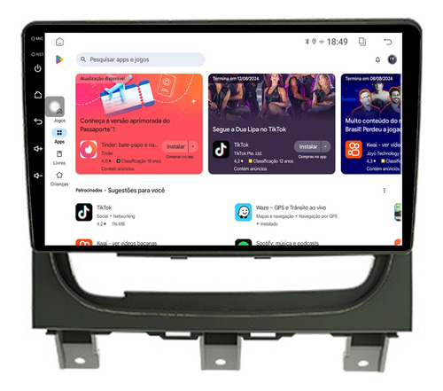 Multimidia Palio 13/19 9p Android 14 Carplay 4gb 64gb