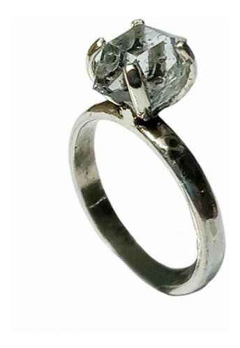 Anillo Diamante Herkimer Plata Original Unico A Medida