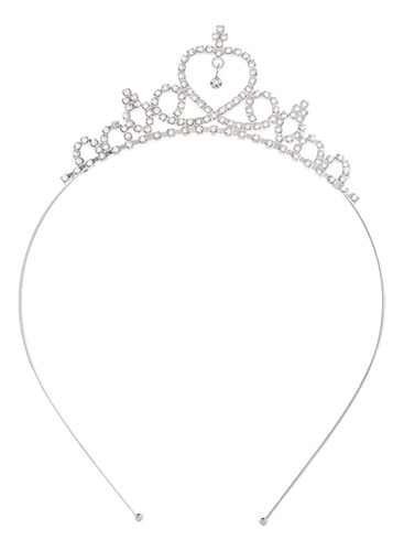 Niñas Corazón Rhinestone Tiara Corona Plata Princesa ...