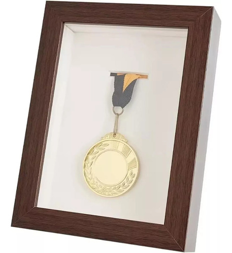 Wd Caixa De Sombra Para Medalhas Com Moldura De Madeira De
