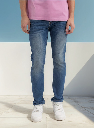 Jeans Para Caballero Forever 21 Mezclilla Corte Slim