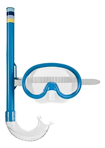 Máscara Para Mergulho E Snorkel Infantil Azul 1884 - Mor