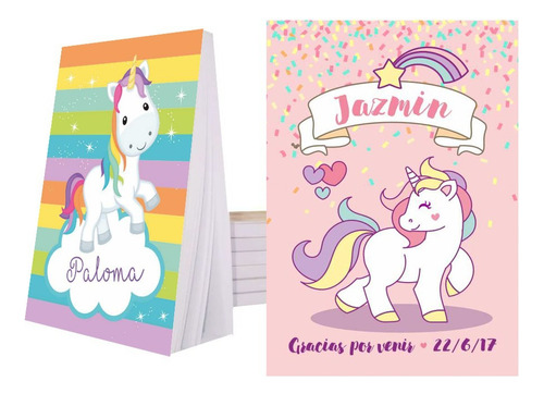 Unicornios Anotador Personalizado X20 De 10x14cm C/lápiz