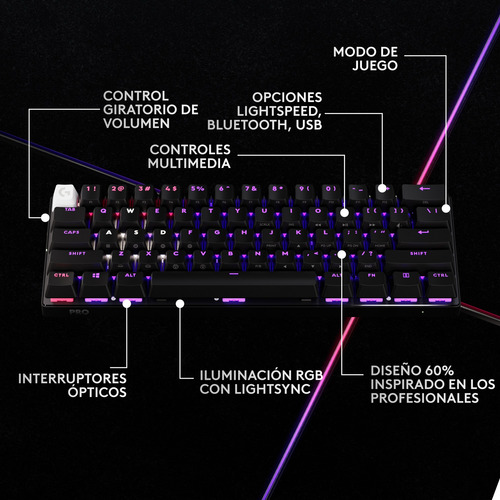 Teclado Inalámbrico Logitech G Pro X 60 Lightspeed Negro