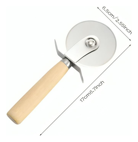 Cortador De Pizza De Acero Inoxidable Con Mango De Madera -