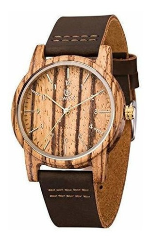 Reloj De Madera Natural De Bioston Hecho A Mano Unisex De Pi