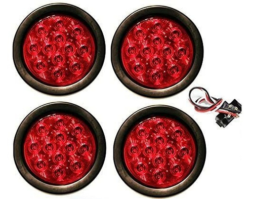 Conjunto De 4 Las Luces Rojas De La Línea Roja De La Parada 