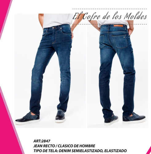 Molde Digital Jean Recto/clasico Hombre, Talles 3xl Al 7xl