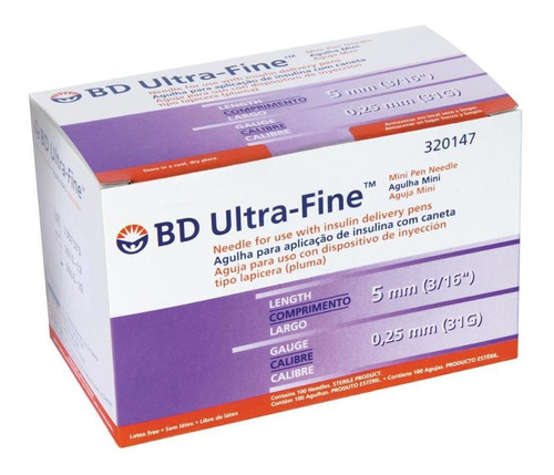 Agulha Bd Ultra-fine 5 Mm Para Caneta De Insulina - 100 U