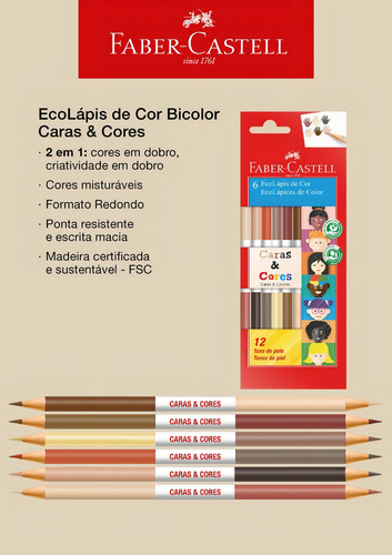 Lapis De Cor Bicolor Caras E Cores Tons De Pele 12 Cores