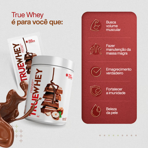 2x Sachê True Whey Proteína Chocolate Com Avelã True Source