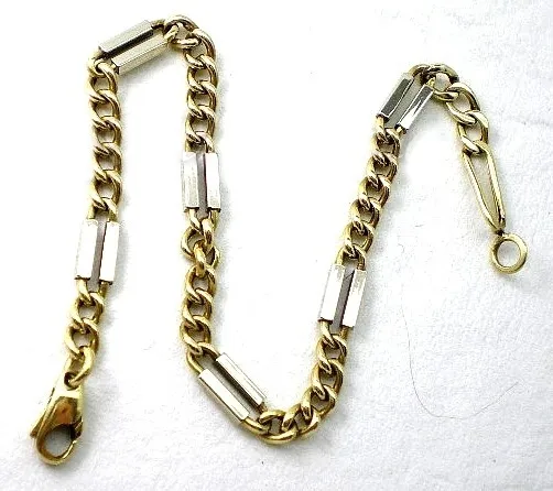 Pulsera De Oro 18 Kt Bicolor Unisex Goldantiques