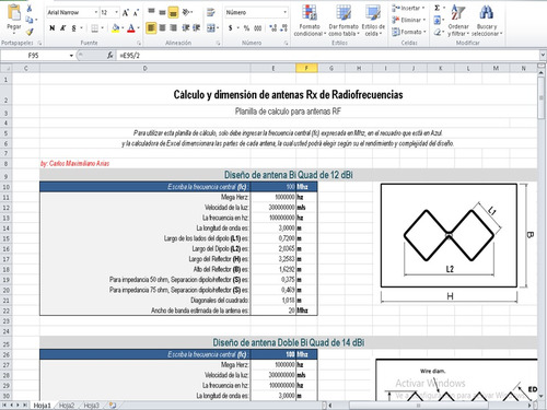 Planilla De Calculo Para Diseñar Antenas
