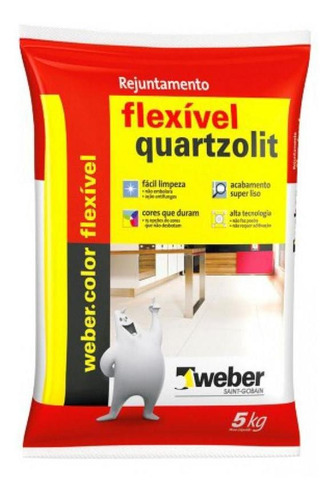 Rejunte Cerâmica Flexível Quartzolit Weber Saco 5kg Branco