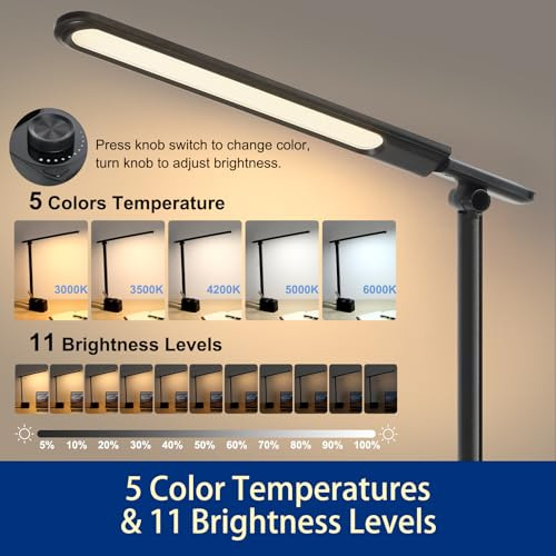 Lámpara De Escritorio Led Con 2 Puertos De Carga Usb 50 Modo