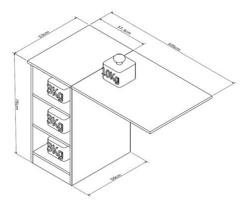 Imagen 7 de 10 de Armario Auxiliar Con Mesa Barra Plegable Desayunador LG