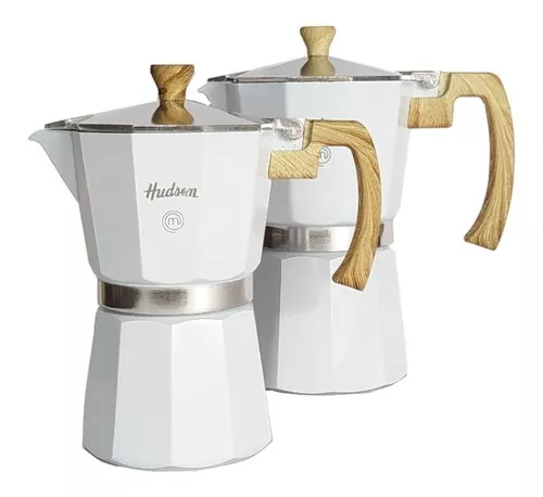 Cafetera 9 Tazas Hudson Aluminio Blanca Apta Induccion Bz3