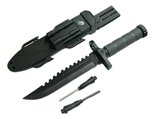 Cuchillo Táctico Supervivencia Pedernal Brújula Funda Nf6218