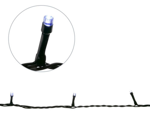 Luzes decorativas e de Natal Okey Home 100 LEDs de 10 m de comprimento - branco frio com cabo verde