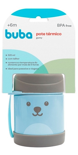 Pote Térmico Inox C/ Colher Gumy 360ml - Azul - Buba