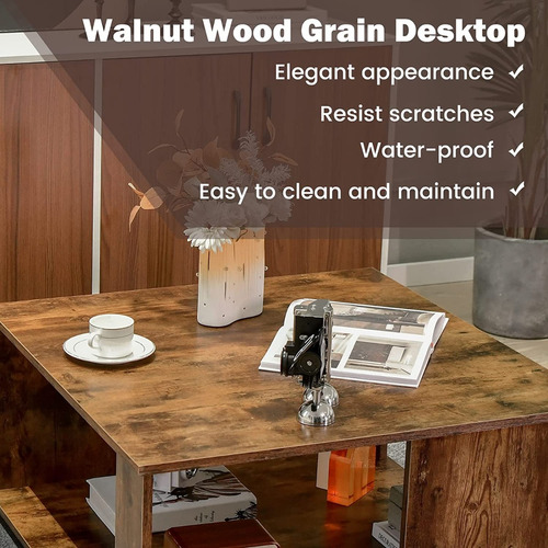 Giantex 32 Square Coffee Table, 2-tier Wooden Table