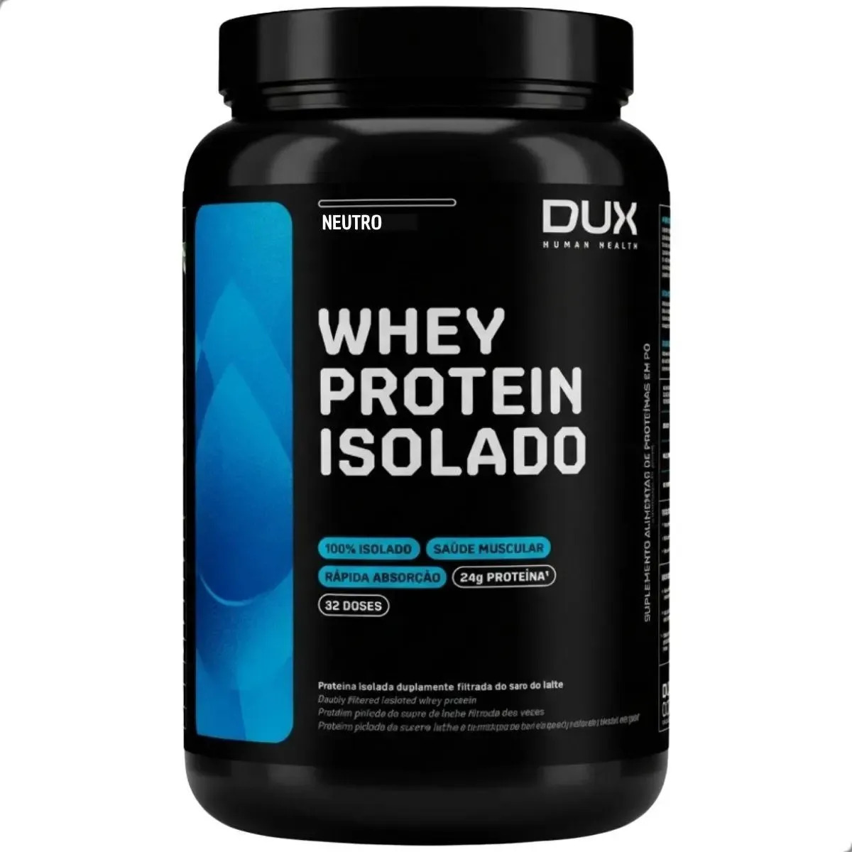 Whey Protein Isolado Pote 900g Dux Nutrition Sabor Neutro
