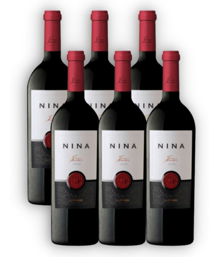 Vino Nina Gran Malbec X6u 750ml San Huberto Luján De Cuyo