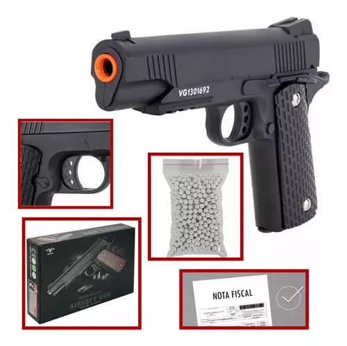 Pistola Airsoft Full Metal Spring Glock Gk-v20 6mm + 1000 Bb