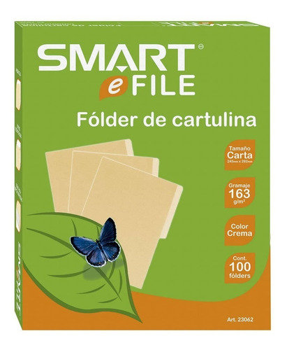 Carpeta Folder Smart File Carta Crema Cont 100 Pzas