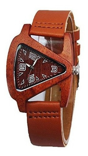 Hjian Wood Watches Triangle Red Relojes De Madera Con Correa