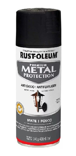 Aerosol Rust Oleum Metal Protection Negro Mate 340 Gr - Imagen Pinturerias -