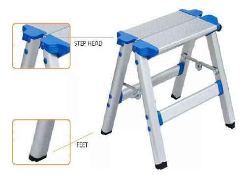 Banquito Escalon Aluminio Reforzado Plegable Galvanizado Gris