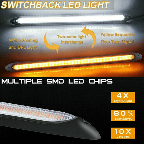 2 Luces Led Universales De Circulación Diurna, Color Blanco,