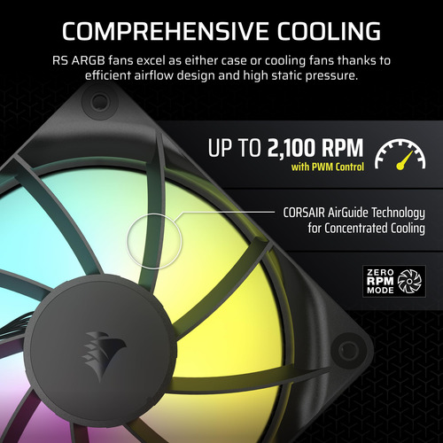 Ventilador Corsair Rs120 Argb 120 Mm Pwm Daisy-chain De Bajo