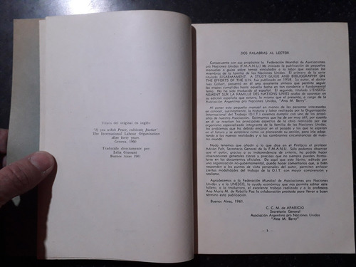 Libro Si Quieres La Paz, Cultiva La Justicia Maclure 1961 (Usado)