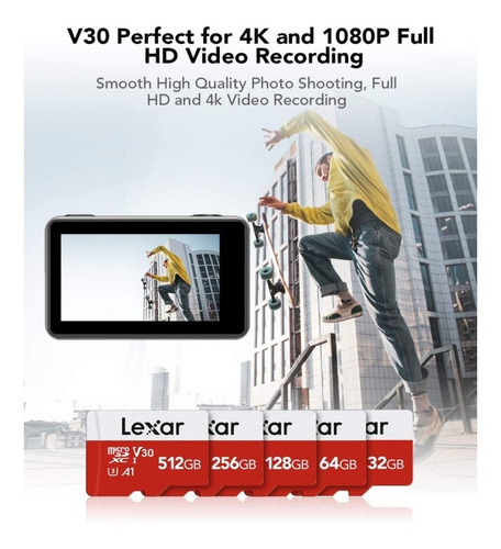 Memoria Lexar 512gb Micro Sdxc 100mb/s A1 U3 Class10 V30