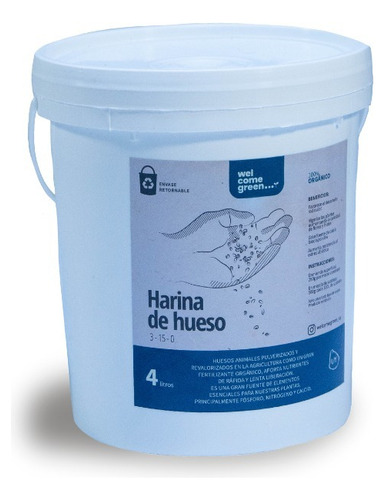 Harina De Hueso 4l - Fertilizante Orgánico 