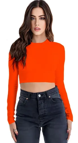 Animado ornamento Estacionario Blusa Naranja Manga Larga | MercadoLibre 📦