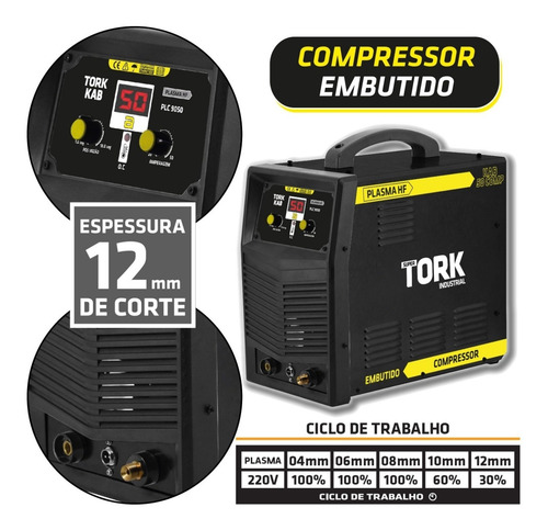 Imagem 6 de 8 de Máquina Corte Plasma 50a C/compressor Embutido Plc9050 Tork