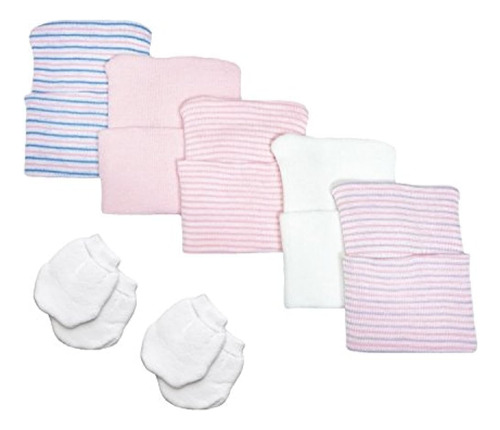 5 Piezas Hospital Hat Y Mitten Set Para Bebé Recién Nacido P