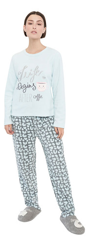 Pijama Mujer Polar Básico Aqua Print Corona