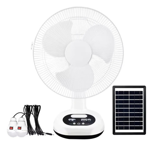 Ventilador Solar Recargable Con Luz Led - Open Box 30.48 Cm Blanco Blancas Plástico 3 (Usado)