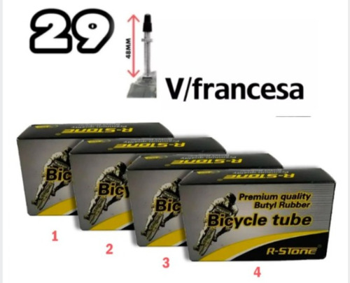 Pack 04 Cámaras 29x2.10/2.25 V/francesa-presta 48mm