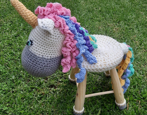 Imagen 2 de 8 de Banquito Infantil De Madera Alba Amigurumi Tejido Crochet