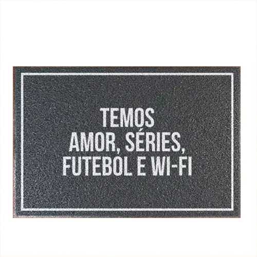 Tapete Capacho Cinza - Termos Amor Séries Futebol Wi-fi Desenho do tecido C595 (Cinza)